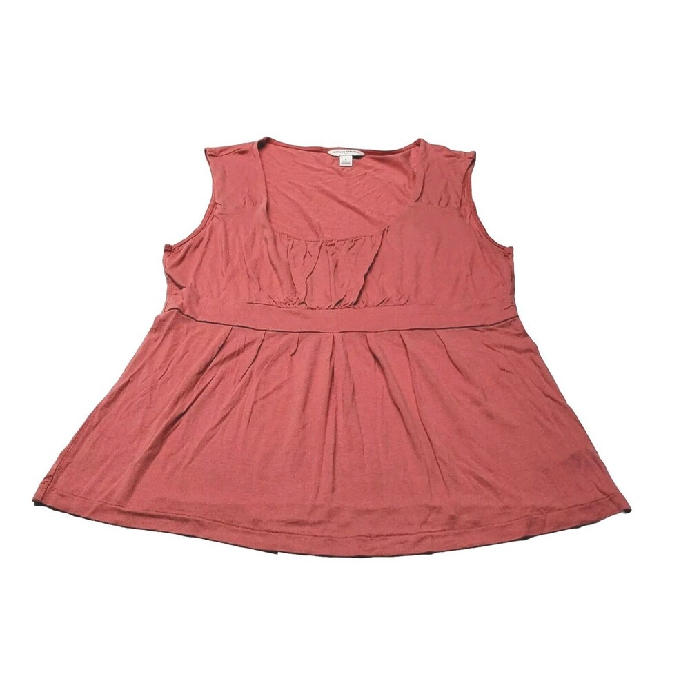 Vintage Banana Republic Women Size Large Ruched Rayon Blend Pastel Rose Tank Top